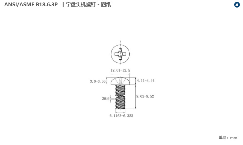 美制十字盘头螺钉-